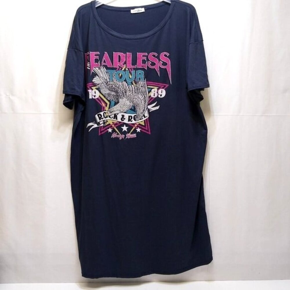 Ruby & Lace Fearless Tour 1989 Rock & Roll Always Hard 2XL Nightshirt Sleepwear